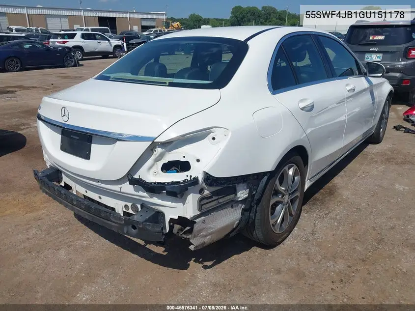 2016 Mercedes-Benz C 300 VIN: 55SWF4JB1GU151178 Lot: 45576341