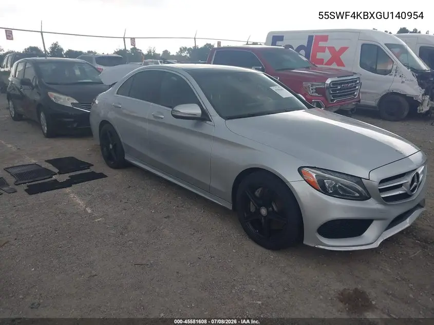 2016 Mercedes-Benz C 300 Sport 4Matic VIN: 55SWF4KBXGU140954 Lot: 45581608