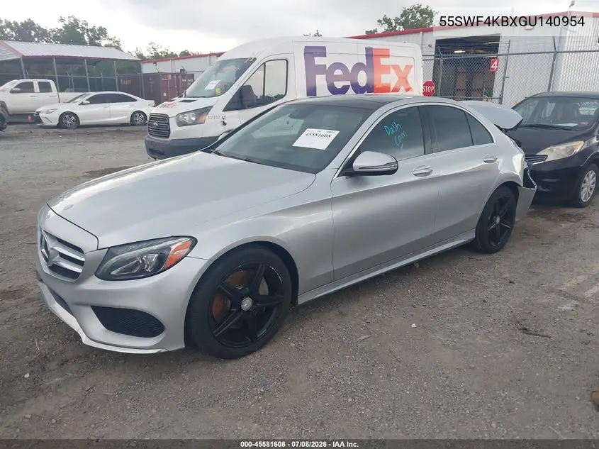 2016 Mercedes-Benz C 300 Sport 4Matic VIN: 55SWF4KBXGU140954 Lot: 45581608