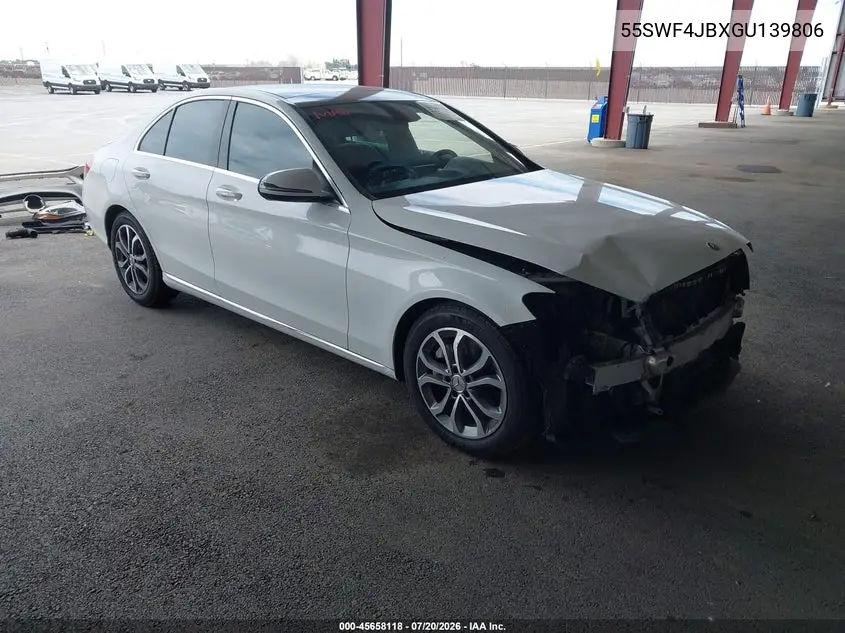 2016 Mercedes-Benz C 300 VIN: 55SWF4JBXGU139806 Lot: 45658118
