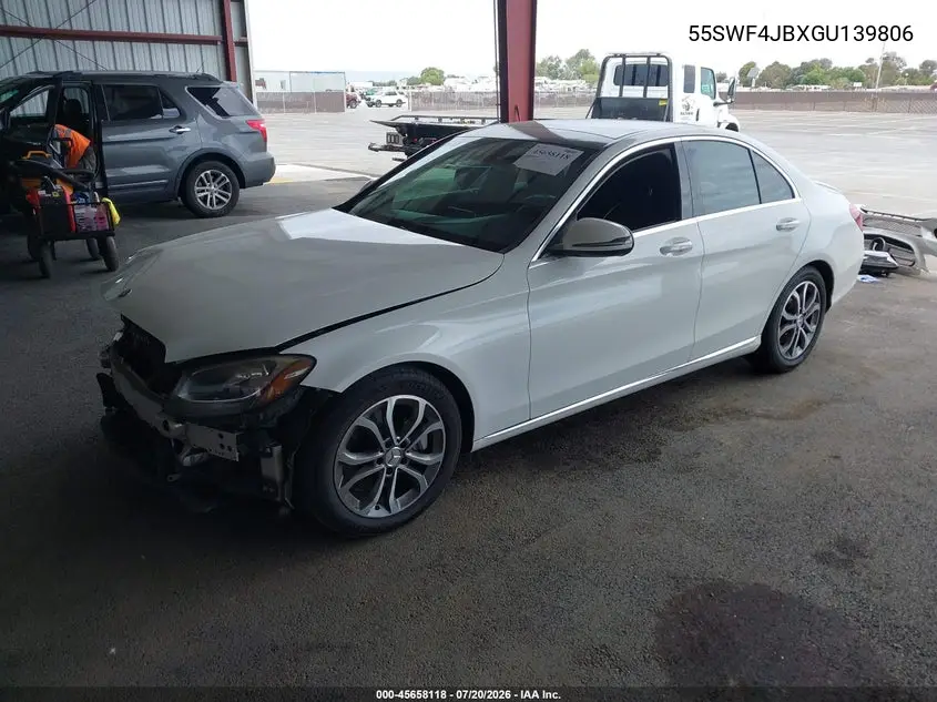 2016 Mercedes-Benz C 300 VIN: 55SWF4JBXGU139806 Lot: 45658118