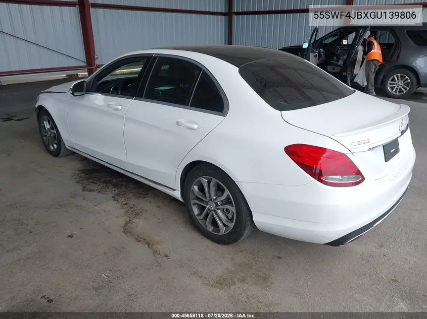 2016 Mercedes-Benz C 300 VIN: 55SWF4JBXGU139806 Lot: 45658118
