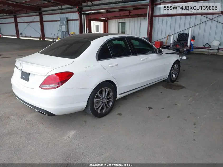 2016 Mercedes-Benz C 300 VIN: 55SWF4JBXGU139806 Lot: 45658118