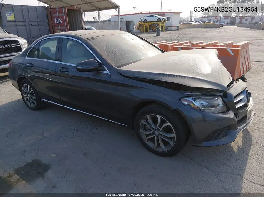 2016 Mercedes-Benz C 300 4Matic VIN: 55SWF4KB2GU134954 Lot: 45673632