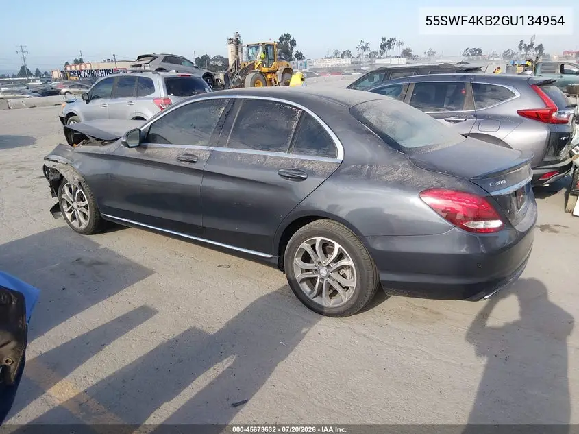 2016 Mercedes-Benz C 300 4Matic VIN: 55SWF4KB2GU134954 Lot: 45673632