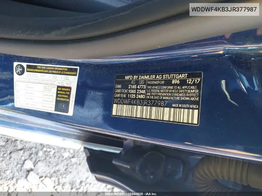WDDWF4KB3JR377987 2018 Mercedes-Benz C 300 4Matic