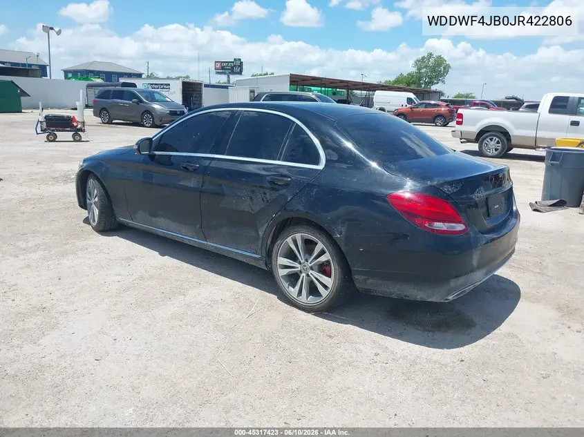 2018 Mercedes-Benz C 300 VIN: WDDWF4JB0JR422806 Lot: 45317423