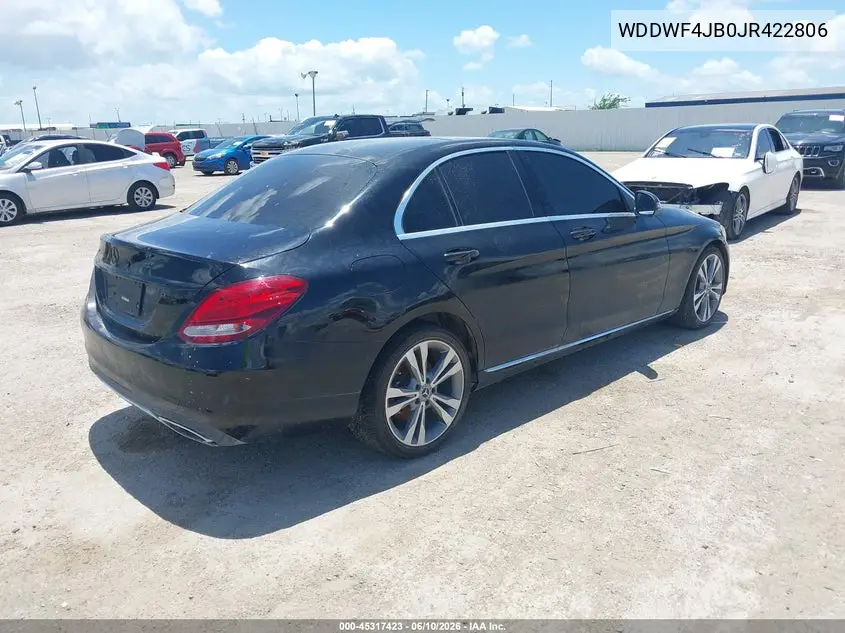 2018 Mercedes-Benz C 300 VIN: WDDWF4JB0JR422806 Lot: 45317423