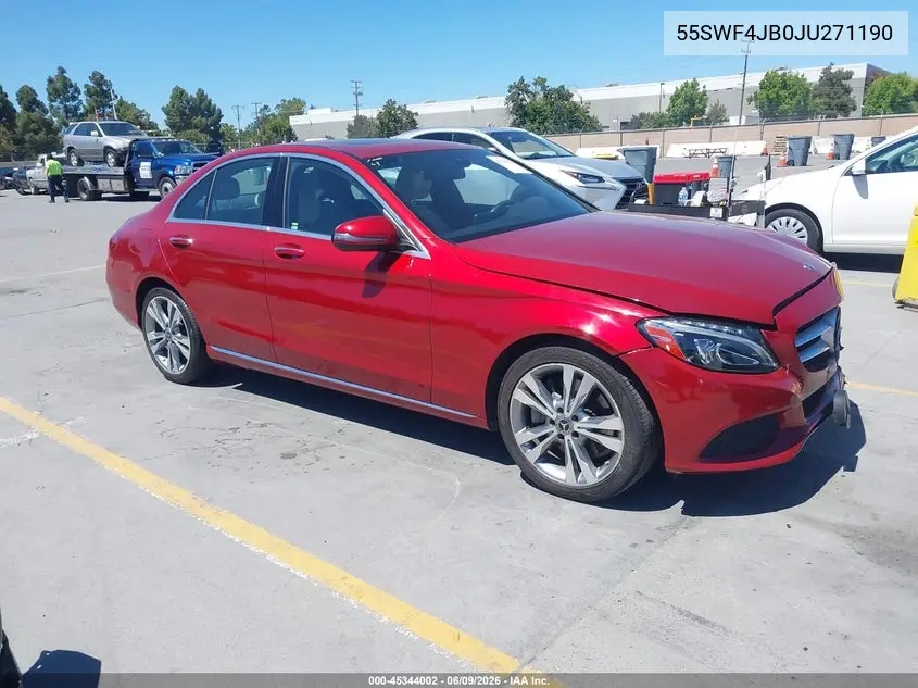2018 Mercedes-Benz C 300 VIN: 55SWF4JB0JU271190 Lot: 45344002