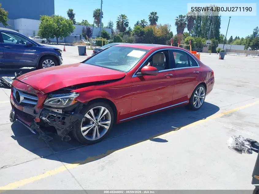 2018 Mercedes-Benz C 300 VIN: 55SWF4JB0JU271190 Lot: 45344002