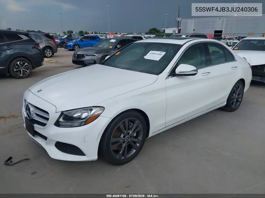 2018 Mercedes-Benz C 300 VIN: 55SWF4JB3JU240306 Lot: 45461106