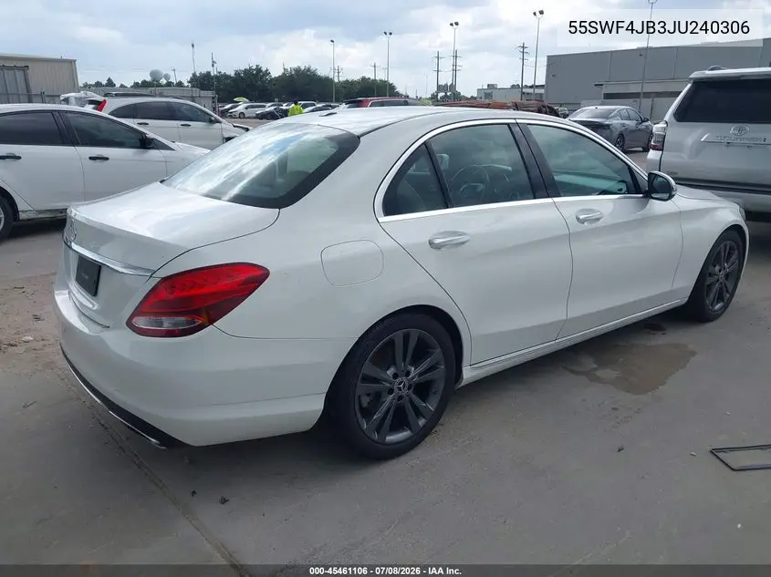 2018 Mercedes-Benz C 300 VIN: 55SWF4JB3JU240306 Lot: 45461106
