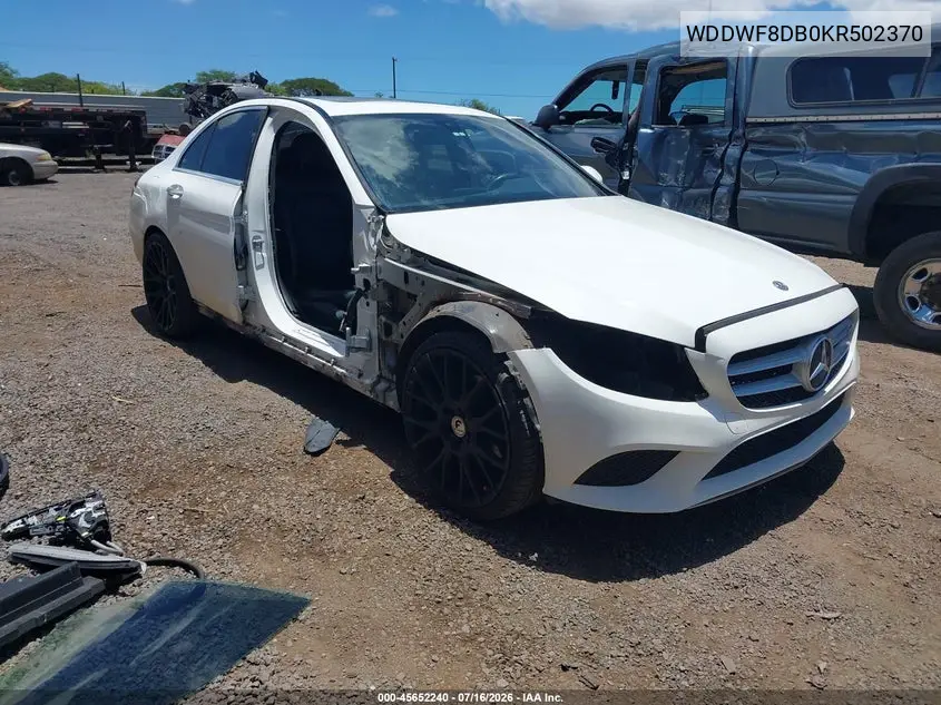 2019 Mercedes-Benz C 300 VIN: WDDWF8DB0KR502370 Lot: 45652240