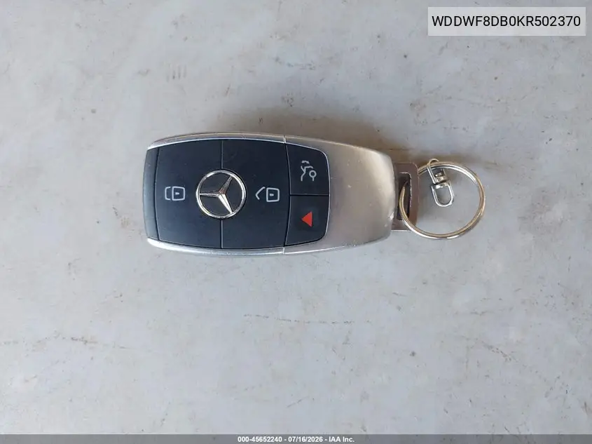 2019 Mercedes-Benz C 300 VIN: WDDWF8DB0KR502370 Lot: 45652240