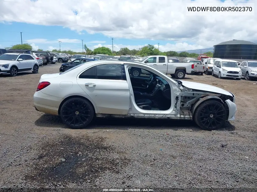 2019 Mercedes-Benz C 300 VIN: WDDWF8DB0KR502370 Lot: 45652240