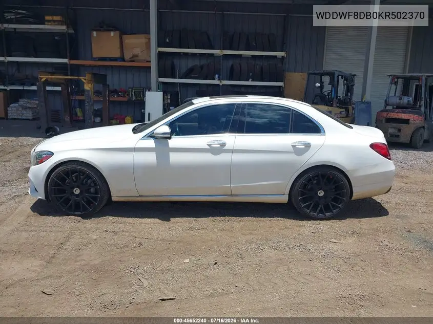 2019 Mercedes-Benz C 300 VIN: WDDWF8DB0KR502370 Lot: 45652240