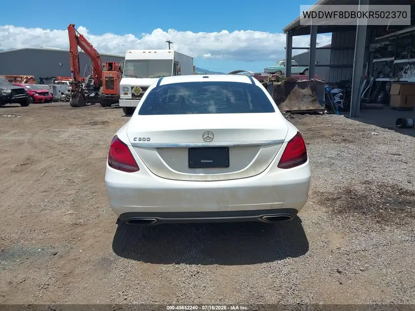 2019 Mercedes-Benz C 300 VIN: WDDWF8DB0KR502370 Lot: 45652240
