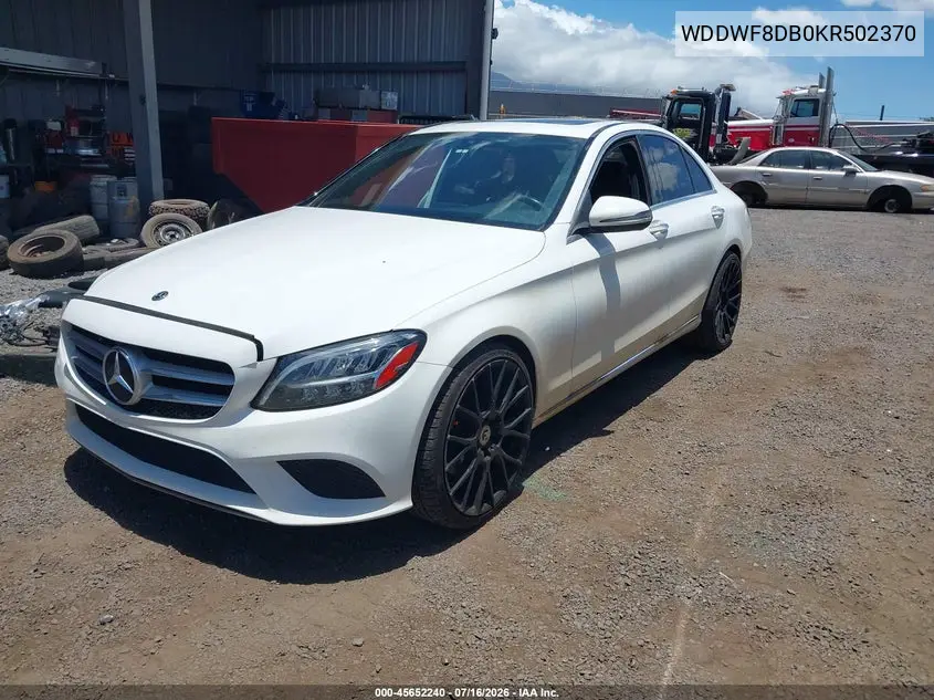 2019 Mercedes-Benz C 300 VIN: WDDWF8DB0KR502370 Lot: 45652240