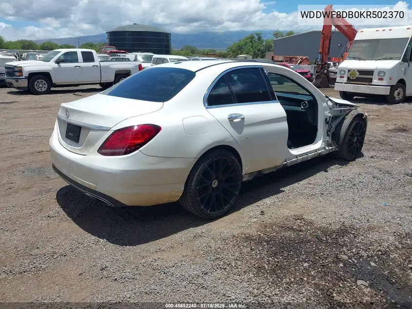 2019 Mercedes-Benz C 300 VIN: WDDWF8DB0KR502370 Lot: 45652240