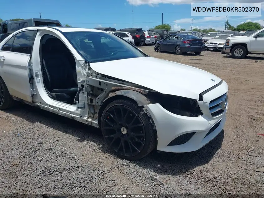 2019 Mercedes-Benz C 300 VIN: WDDWF8DB0KR502370 Lot: 45652240