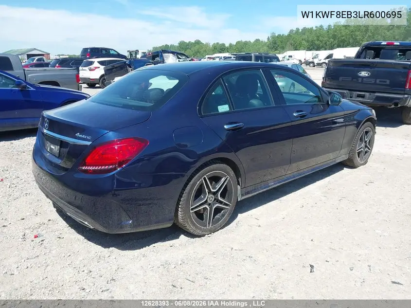 2020 Mercedes-Benz C 300 4Matic VIN: W1KWF8EB3LR600695 Lot: 12628393