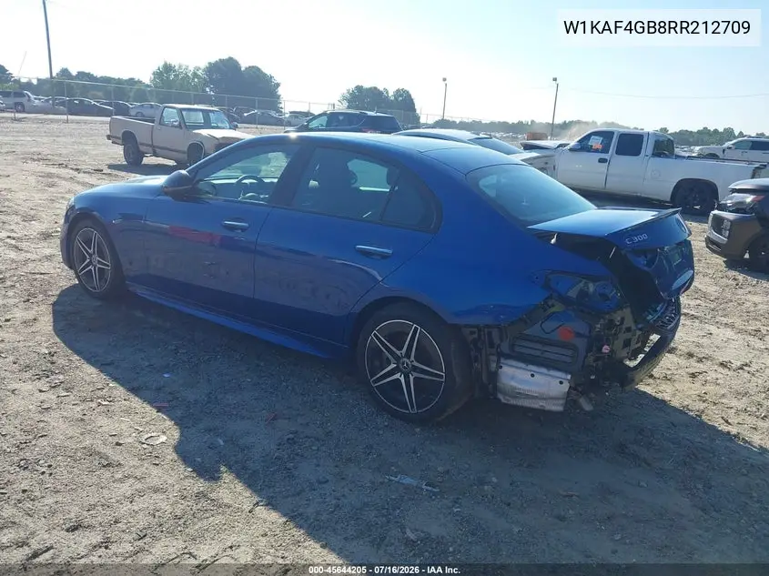 2024 Mercedes-Benz C 300 VIN: W1KAF4GB8RR212709 Lot: 45644205