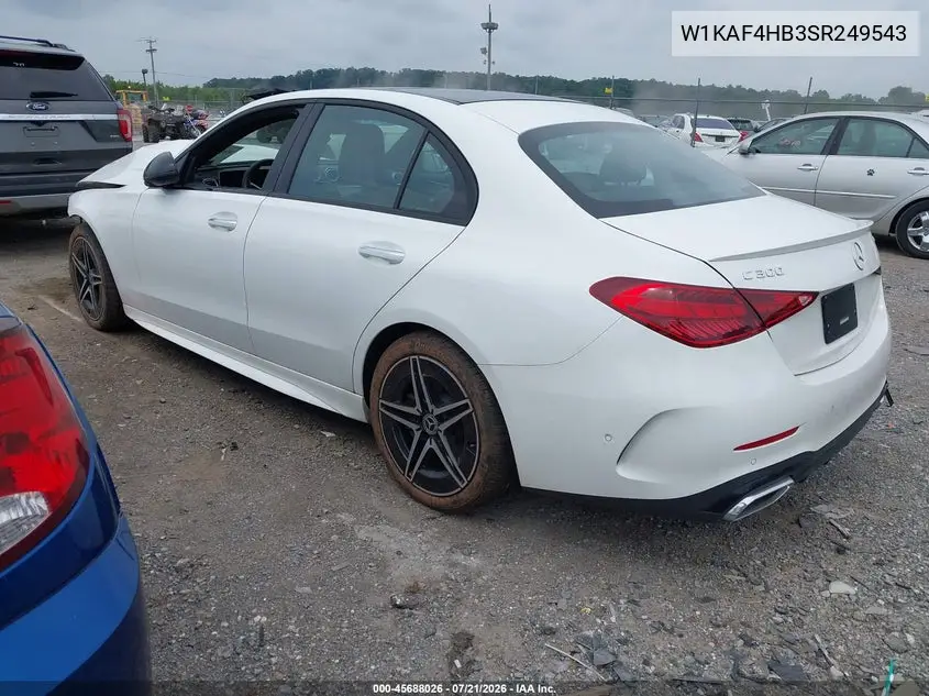 2025 Mercedes-Benz C 300 VIN: W1KAF4HB3SR249543 Lot: 45688026