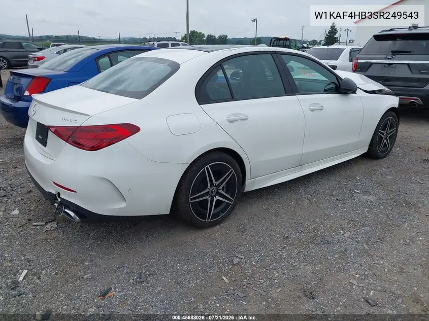 2025 Mercedes-Benz C 300 VIN: W1KAF4HB3SR249543 Lot: 45688026