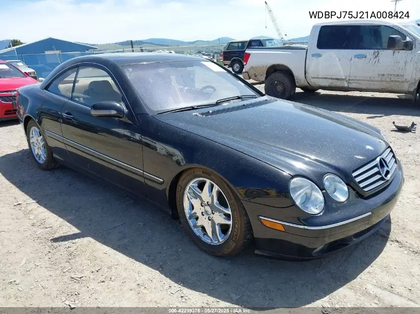 2001 Mercedes-Benz Cl 500 VIN: WDBPJ75J21A008424 Lot: 42299376
