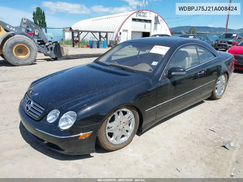 2001 Mercedes-Benz Cl 500 VIN: WDBPJ75J21A008424 Lot: 42299376