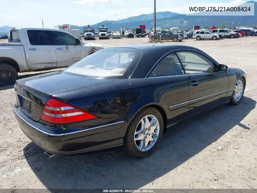 2001 Mercedes-Benz Cl 500 VIN: WDBPJ75J21A008424 Lot: 42299376