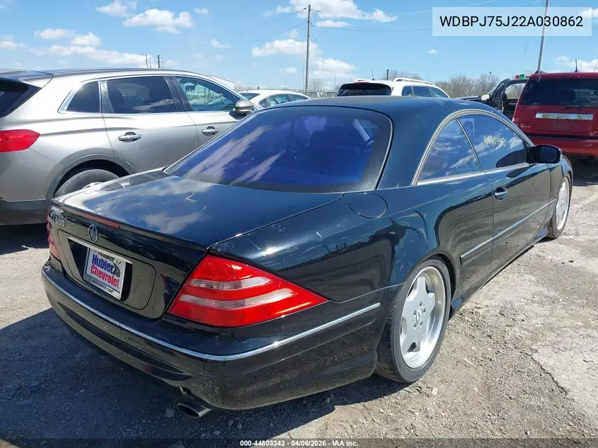 2002 Mercedes-Benz Cl 500 VIN: WDBPJ75J22A030862 Lot: 44803342