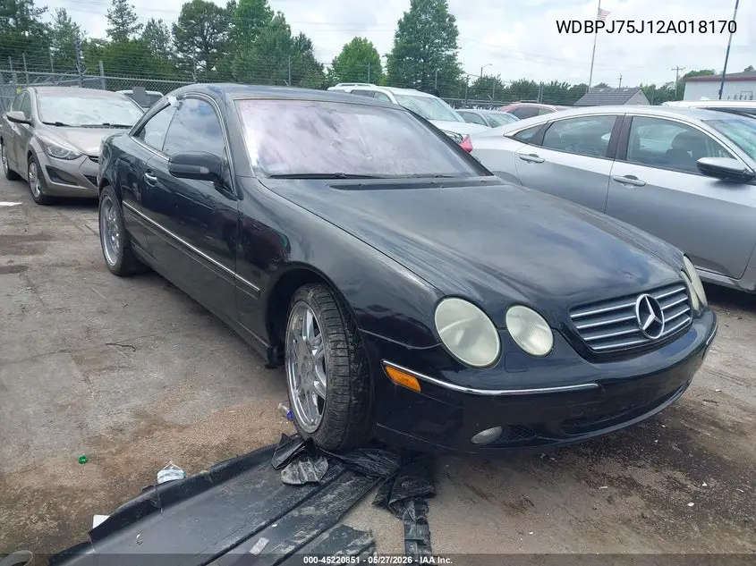 2002 Mercedes-Benz Cl 500 VIN: WDBPJ75J12A018170 Lot: 45220851