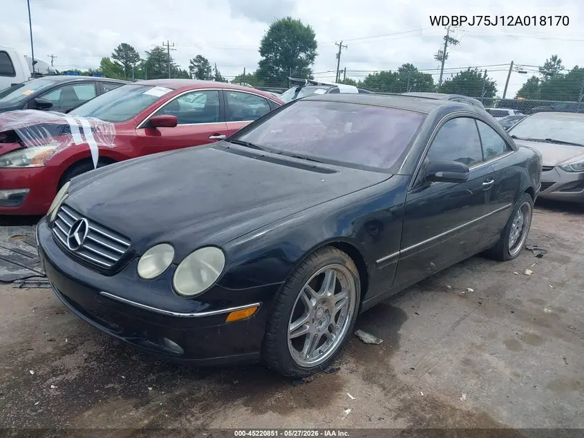 2002 Mercedes-Benz Cl 500 VIN: WDBPJ75J12A018170 Lot: 45220851