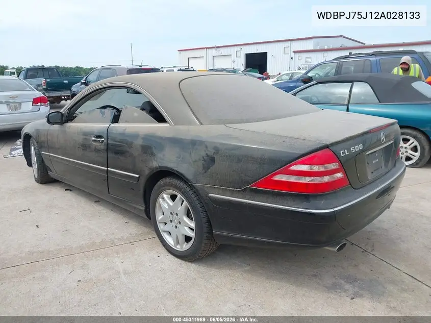 2002 Mercedes-Benz Cl 500 VIN: WDBPJ75J12A028133 Lot: 45311989