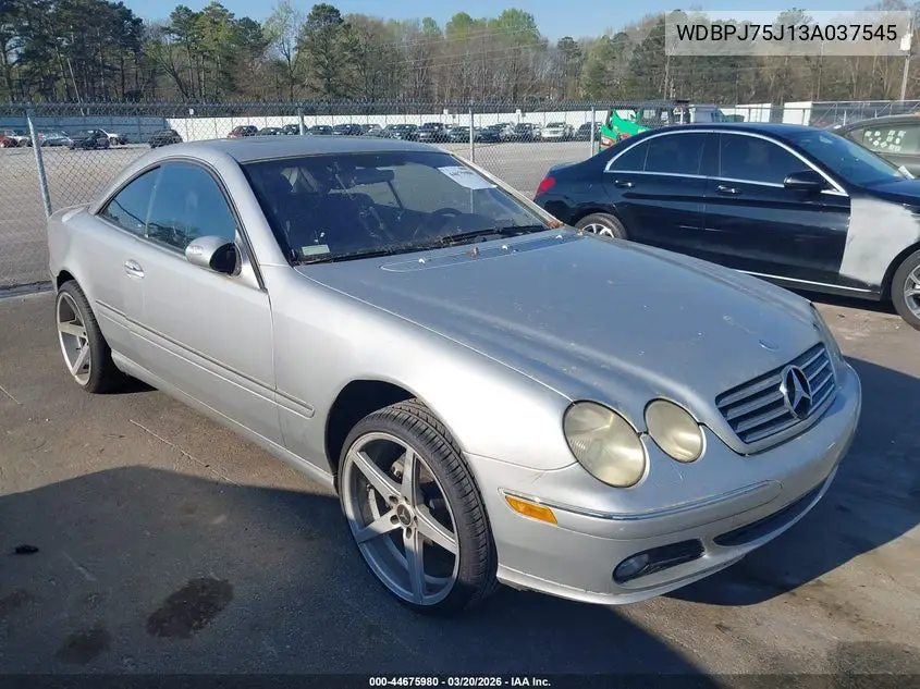 2003 Mercedes-Benz Cl 500 VIN: WDBPJ75J13A037545 Lot: 44675980