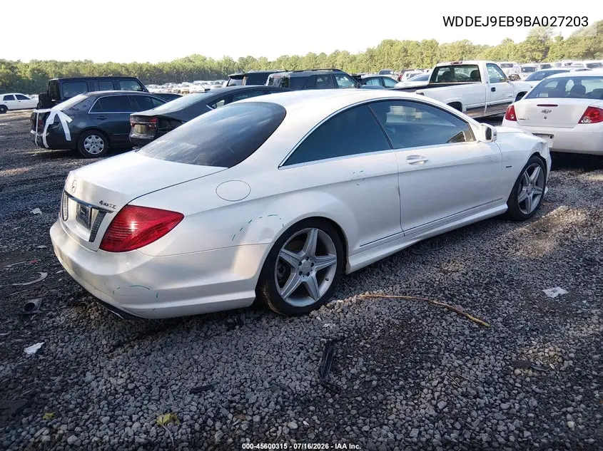 2011 Mercedes-Benz Cl 550 4Matic VIN: WDDEJ9EB9BA027203 Lot: 45600315