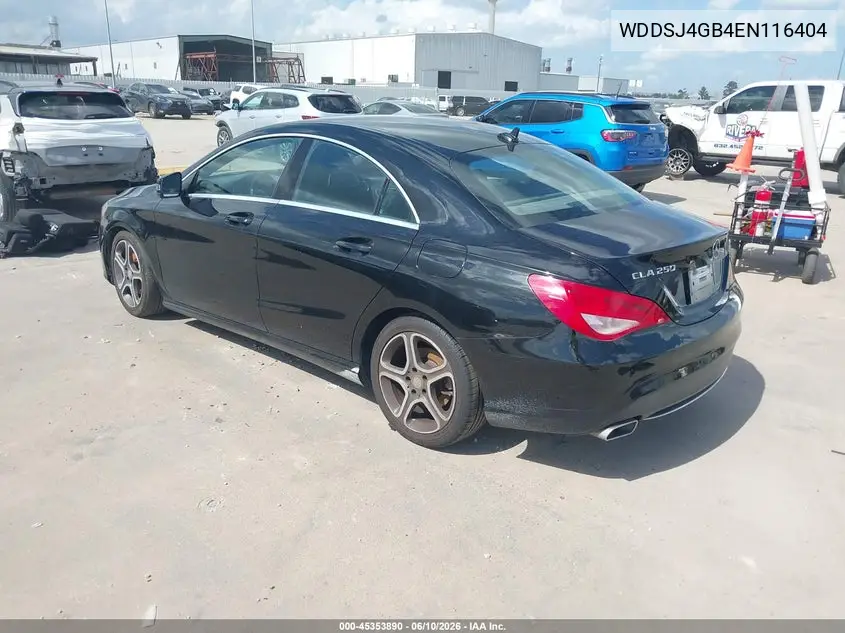 2014 Mercedes-Benz Cla 250 4Matic VIN: WDDSJ4GB4EN116404 Lot: 45353890