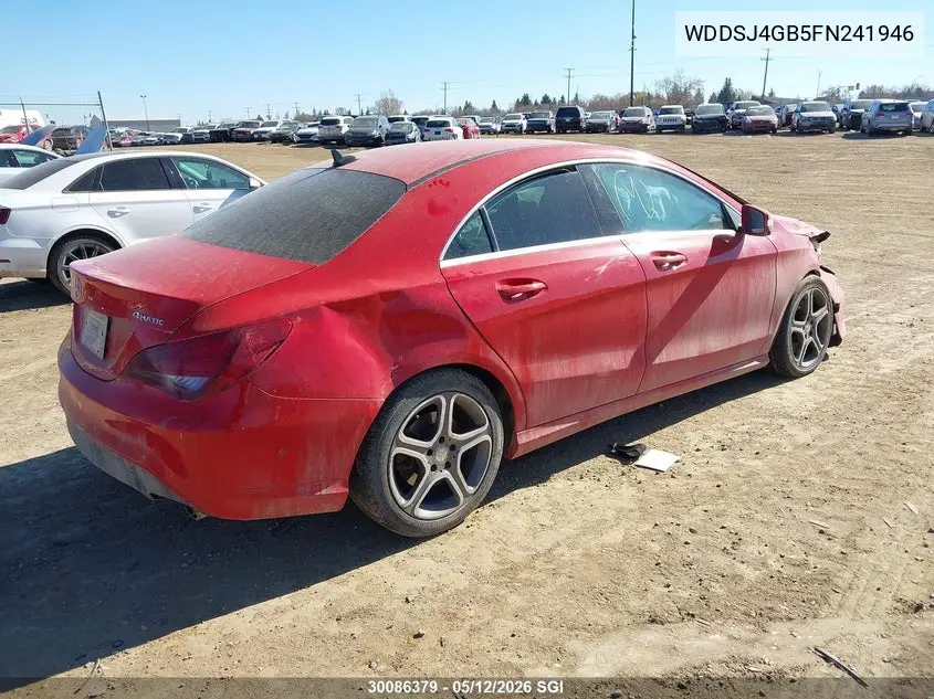 2015 Mercedes-Benz Cla 250 4Matic VIN: WDDSJ4GB5FN241946 Lot: 30086379