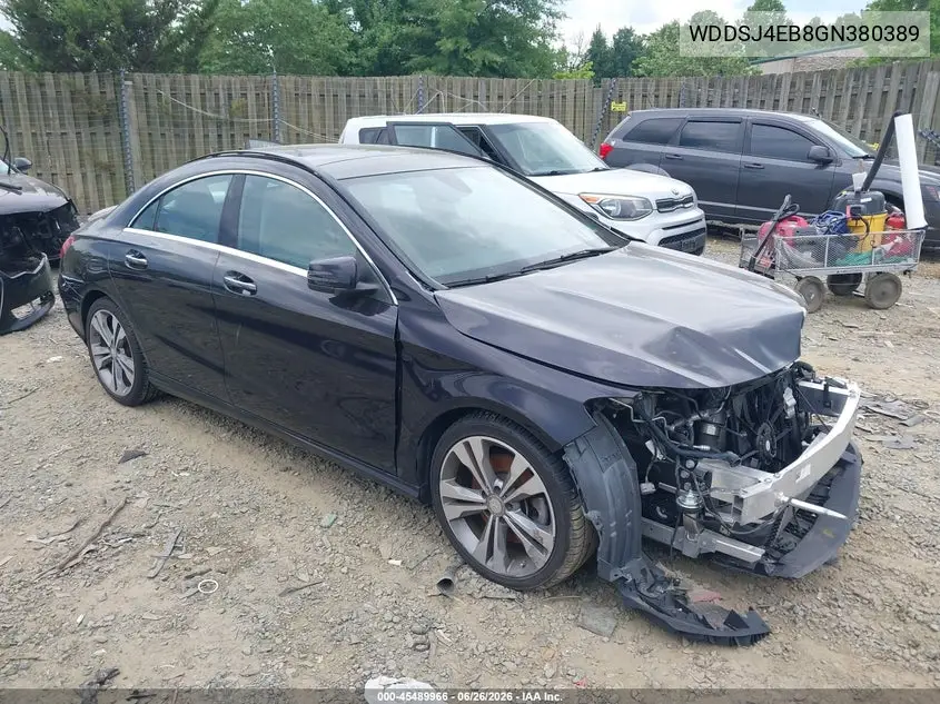 2016 Mercedes-Benz Cla 250 VIN: WDDSJ4EB8GN380389 Lot: 45489966