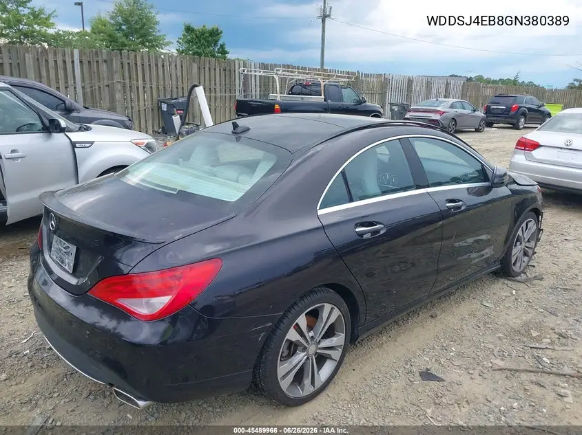 2016 Mercedes-Benz Cla 250 VIN: WDDSJ4EB8GN380389 Lot: 45489966