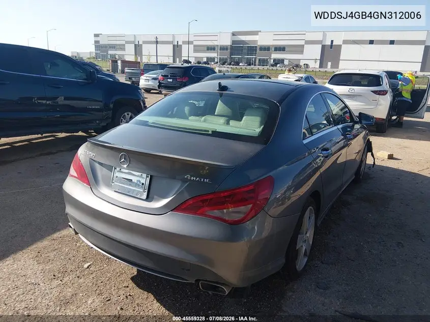 2016 Mercedes-Benz Cla 250 4Matic VIN: WDDSJ4GB4GN312006 Lot: 45559328