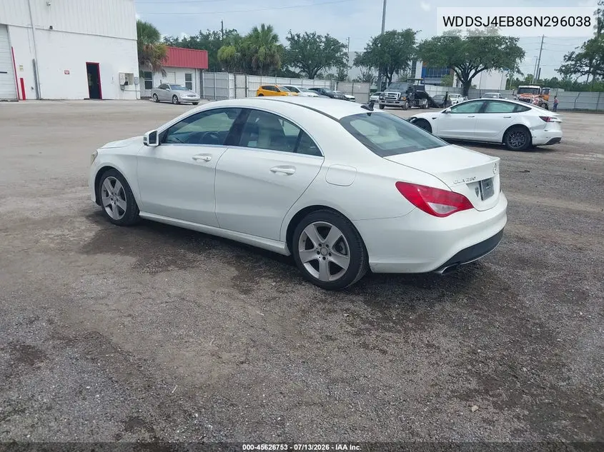 2016 Mercedes-Benz Cla 250 VIN: WDDSJ4EB8GN296038 Lot: 45626753