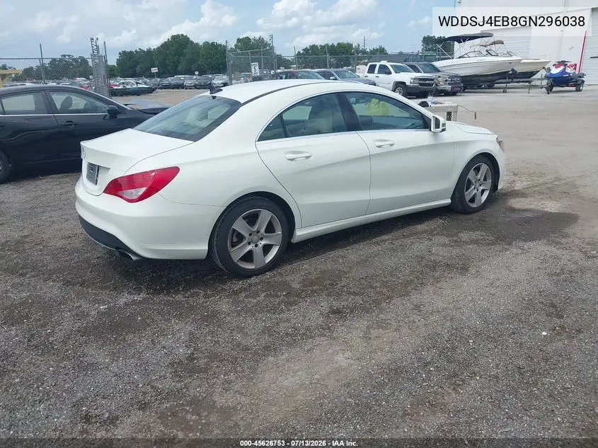 2016 Mercedes-Benz Cla 250 VIN: WDDSJ4EB8GN296038 Lot: 45626753