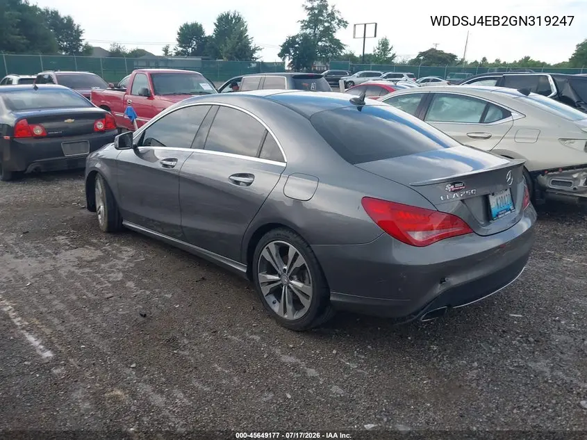 2016 Mercedes-Benz Cla 250 VIN: WDDSJ4EB2GN319247 Lot: 45649177