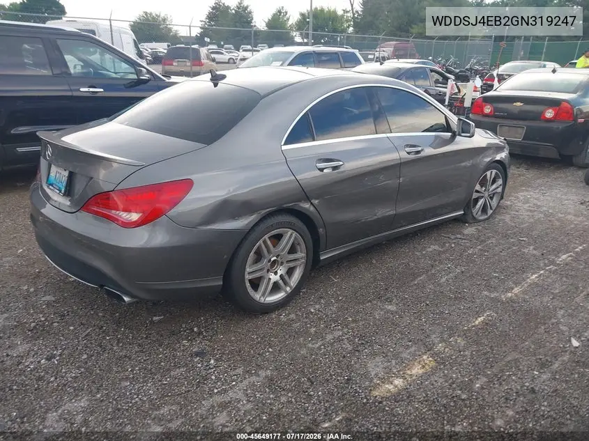 2016 Mercedes-Benz Cla 250 VIN: WDDSJ4EB2GN319247 Lot: 45649177