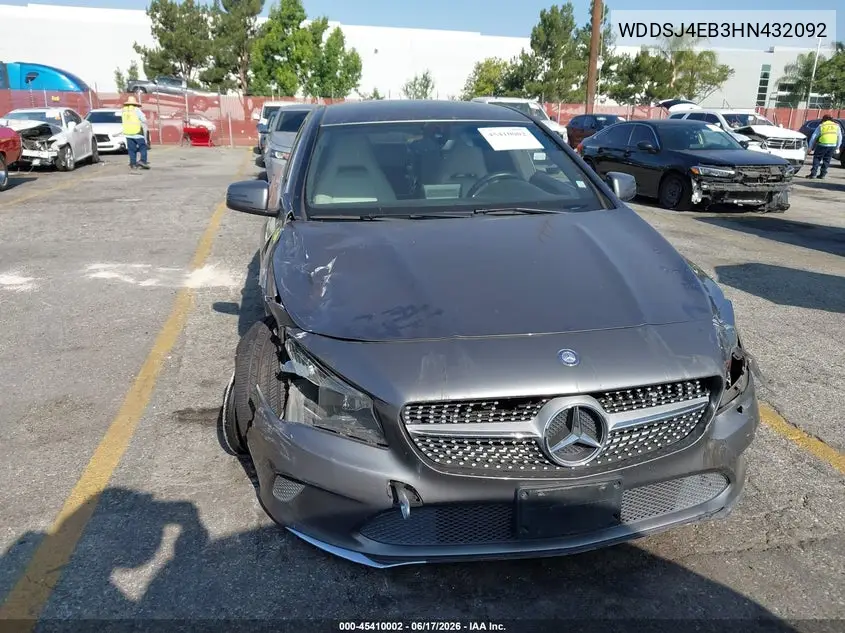 2017 Mercedes-Benz Cla 250 VIN: WDDSJ4EB3HN432092 Lot: 45410002