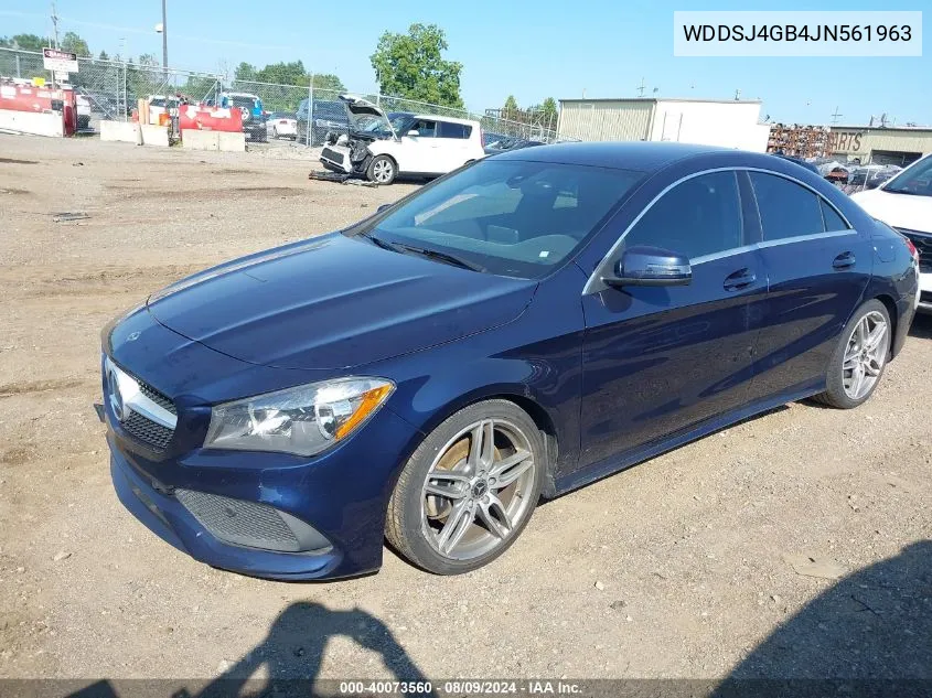 2018 Mercedes-Benz Cla 250 4Matic VIN: WDDSJ4GB4JN561963 Lot: 40073560
