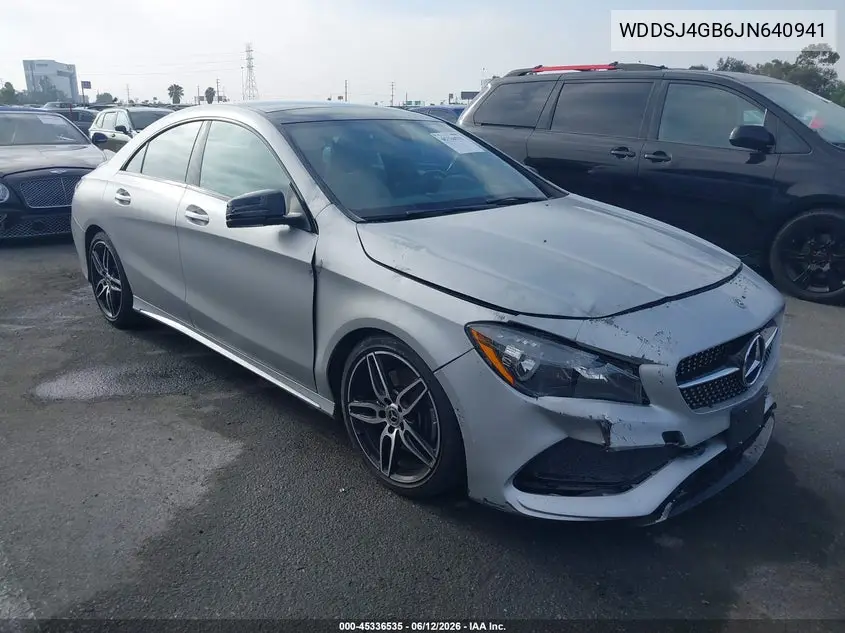 2018 Mercedes-Benz Cla 250 4Matic VIN: WDDSJ4GB6JN640941 Lot: 45336535