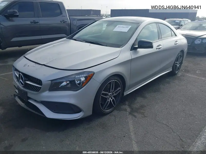 2018 Mercedes-Benz Cla 250 4Matic VIN: WDDSJ4GB6JN640941 Lot: 45336535